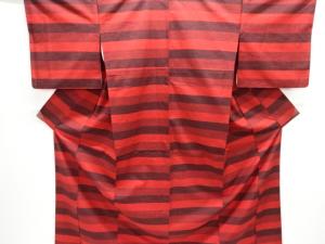 横段織り出し手織り紬着物